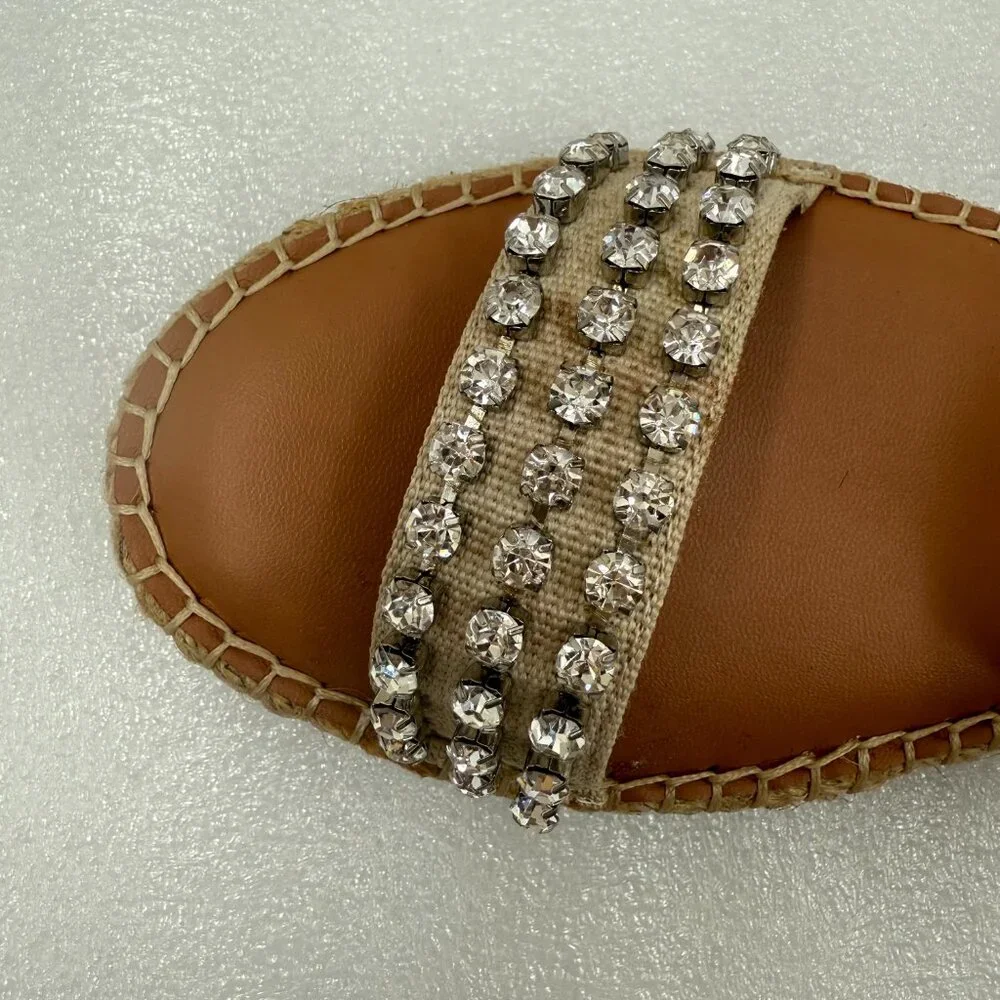 Steve Madden Zendaya Rhinestone Embellished Espadrilles Sandals Size 8 NEW